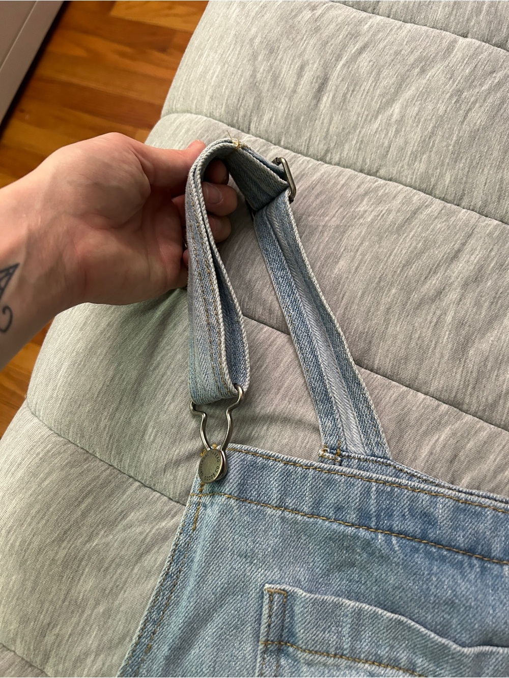 Light Wash Denim Overalls - Blue